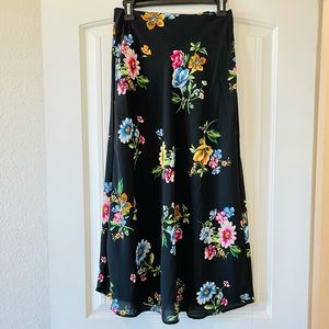 NWT Black Skirt with Floral Pattern 100% Polyester
